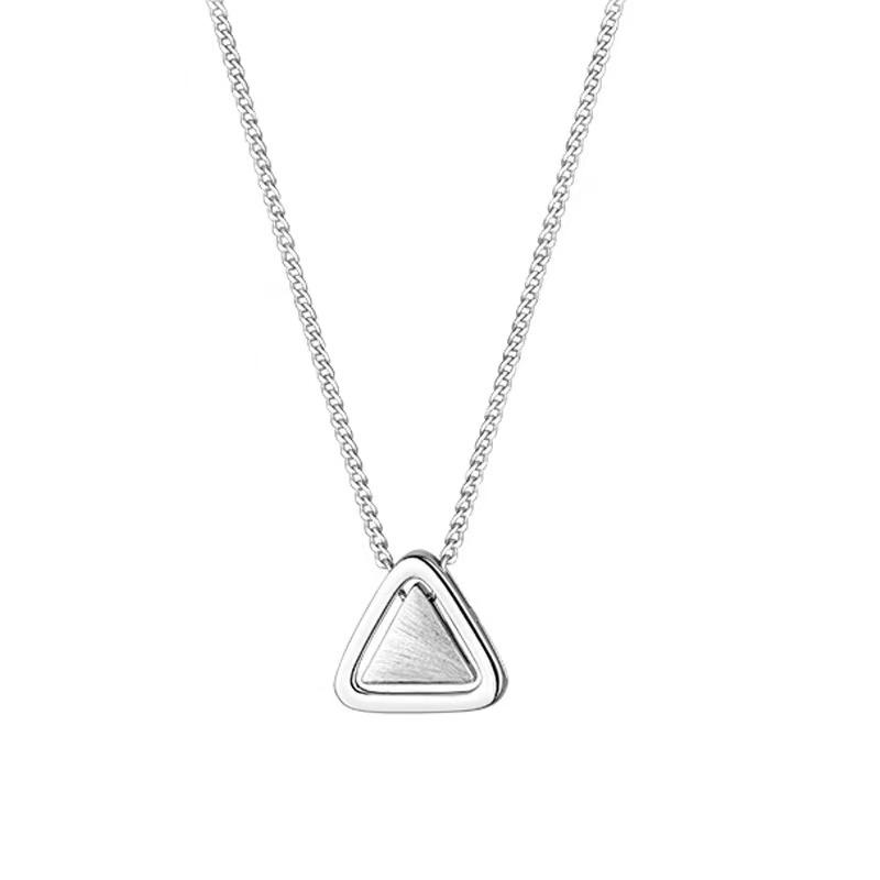 New 925 Sterling Silver Triangle Necklace Personalized Geometric Shape Pendant Necklace Women's Birthday Gift Exquisite Jewelry