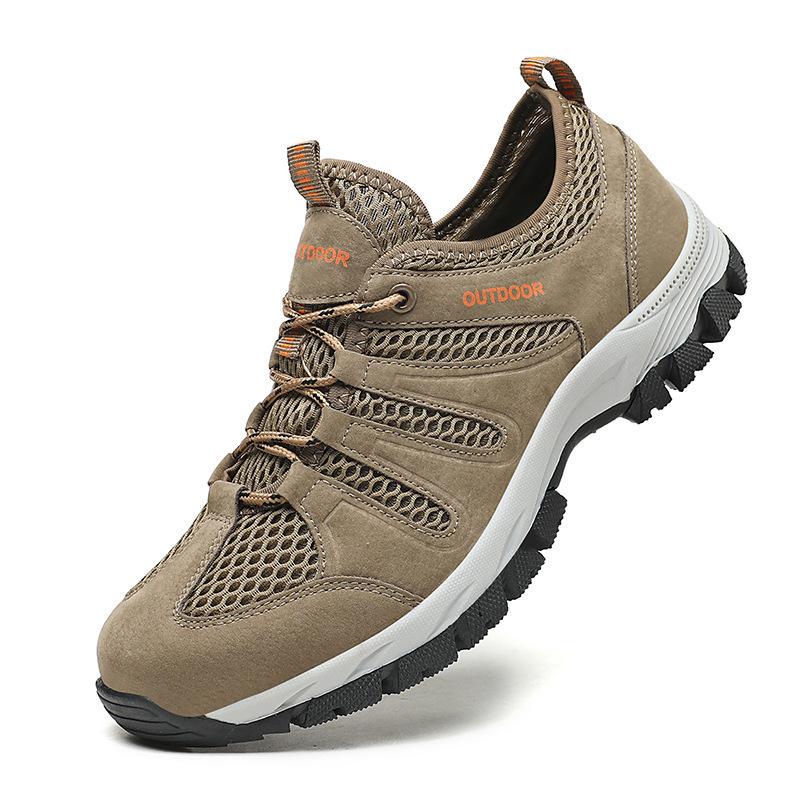 

2025 men s shoes mesh outdoor mountain climbing sports leisure spring and autumn middle-aged dad travel breathable single shoes sports shoes 48 хакі