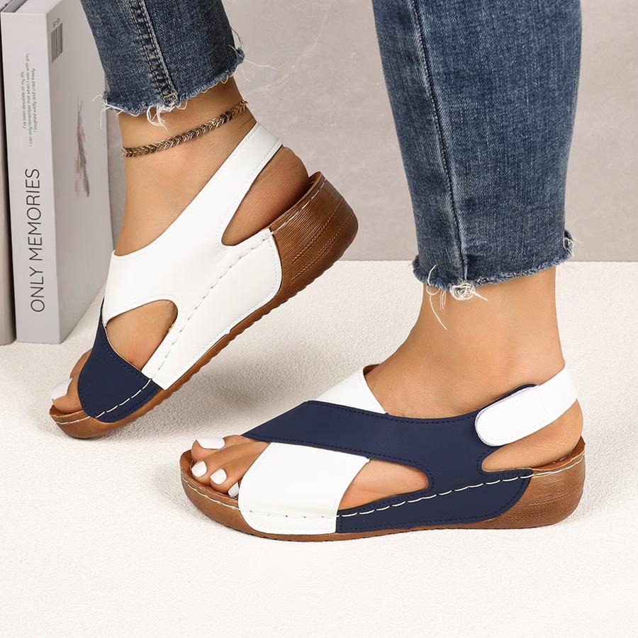 Women's Color Block Thick-Soled Sandals, Versatile Open-Toe Classic Summer Shoes, Women Shoes