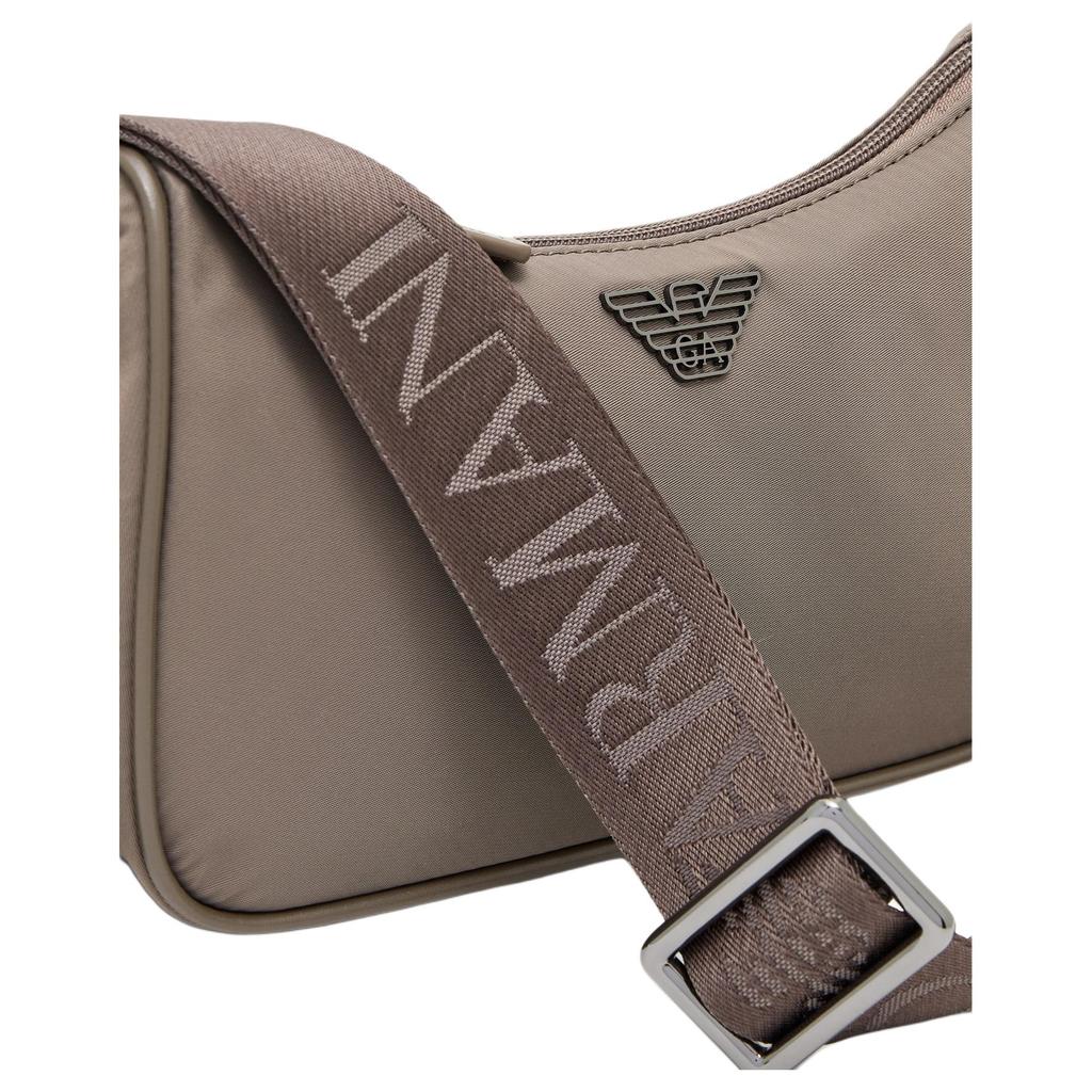 Emporio Armani Asv Zipper Closure Logo Design Nylon Mini Crossbody Bag Men bags Brown EM001808-AF13454-U6200