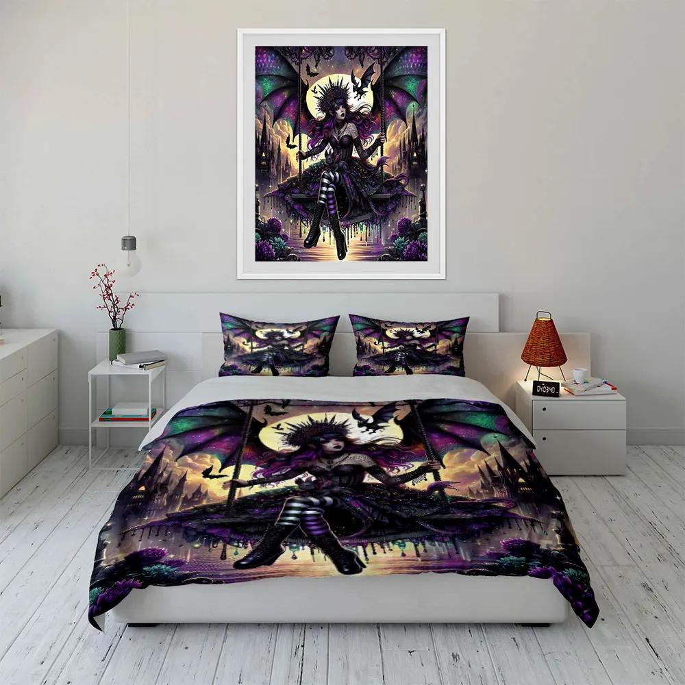 """Gotische Fantasy Decoratie Set""" Zachte Comfortabele Dekbedovertrek Beddengoed Set Inbegrepen 1*Dekbedovertrek & 2*Kussenslopen cadeau"""