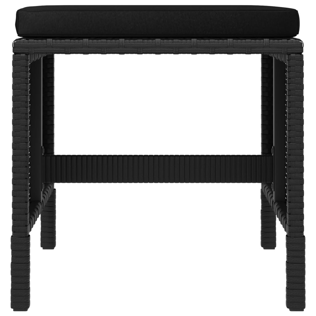 6 Piece Outdoor Dining Set with Cushions Black Poly Rattan