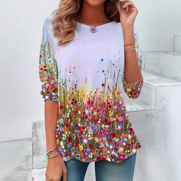 Summer Women's 3D Printed Long-sleeve T-shirt Is Fashionable, Versatile, Breathable, Trendy, and Casual