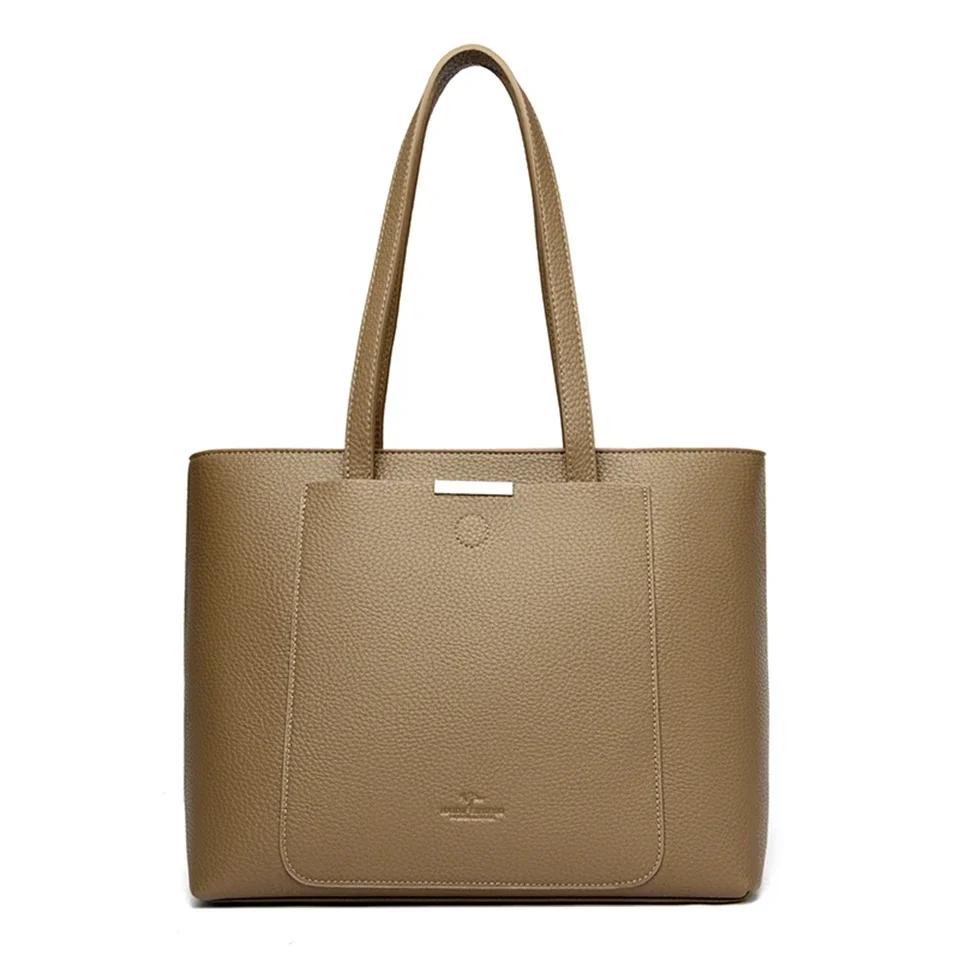 Genuine Brand Soft Leather Shoulder Bag For Women Luxury Designer Casual Tote Bag Ladies Purse Shopping Commuting