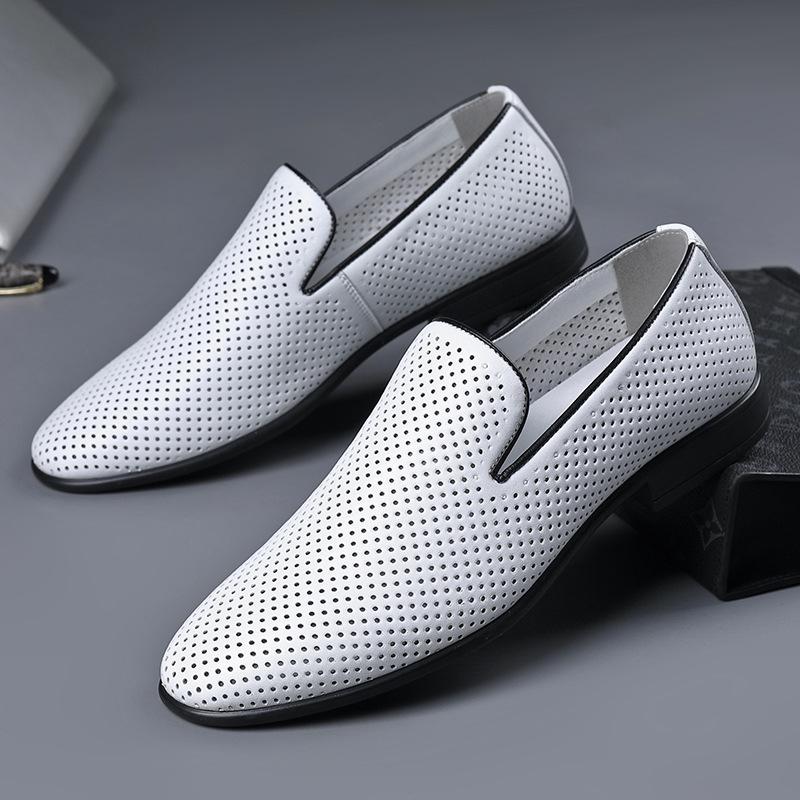 White Men Casual Shoes Italian Men Loafers Moccasins Slip On Men's Flats Breathable Genuine Leather Male Driving Shoes