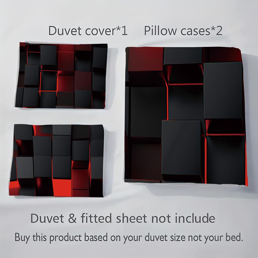 3pc Bed Set with Black and Red Plaid Print, Including Bed Sheets and Two Pillowcases, Suitable for Bedroom Rooms