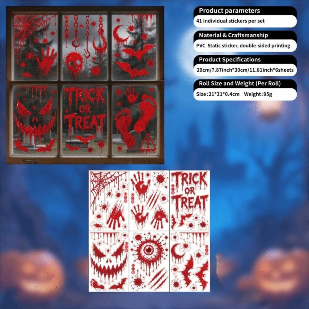 Scary Realistic Bloody Handprint Stickers Electrostatic Window Decals Floor Decoration
