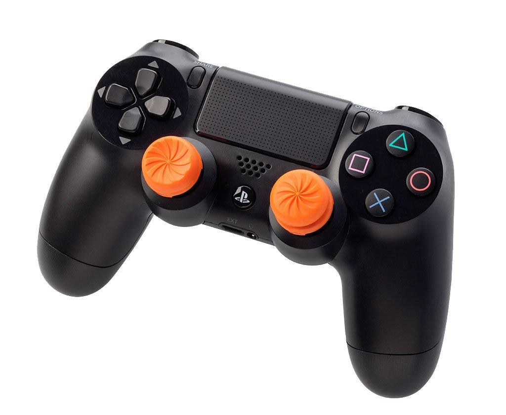 KontrolFreek FPS Freak Vortex PlayStation 4 and PlayStation 5 Performance Thumbsticks 4 1 high rise convex 1 mid rise concave type Orange (PS4) (PS5)