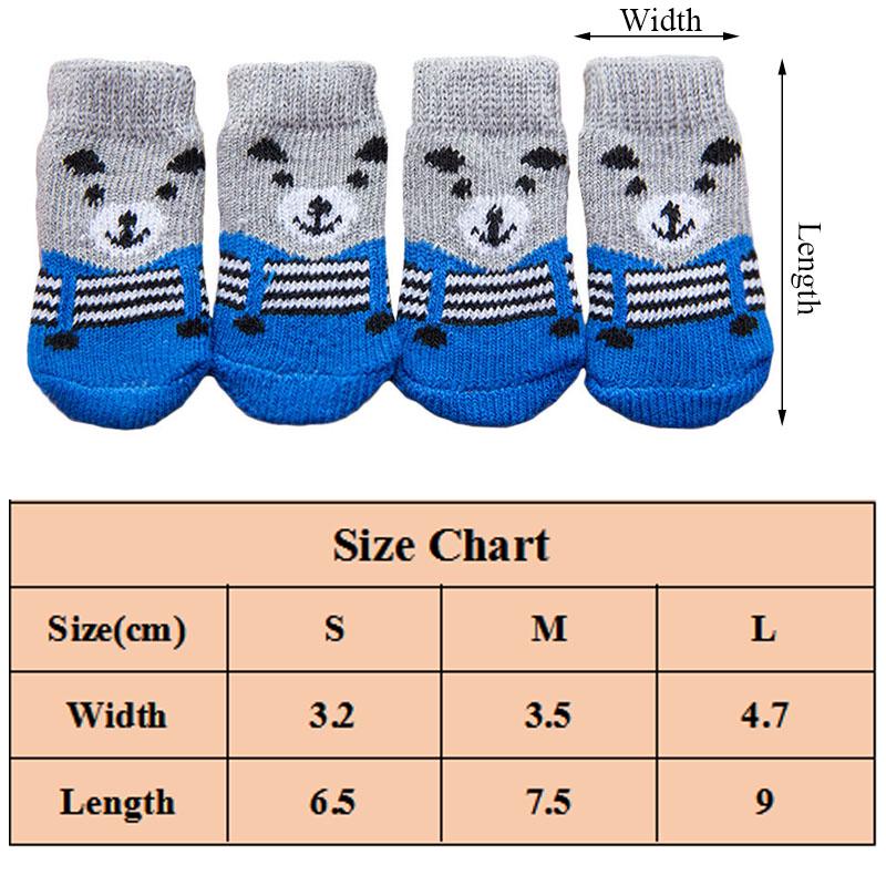 4Pcs Winter Knit Warm Socks for Small Dogs Thick Anti-Slip Pet Dog Socks Chihuahua Paw Protector Dog Booties Acssories S/M/L