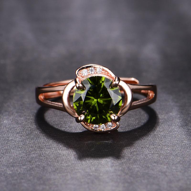 

Bella Box винтажные темпераментные круглые кольца зеленые открывающиеся кольца для женщин званый ужин с цирконием изысканные простые ювелирные изделия подарок на день матери Adjustable Opening