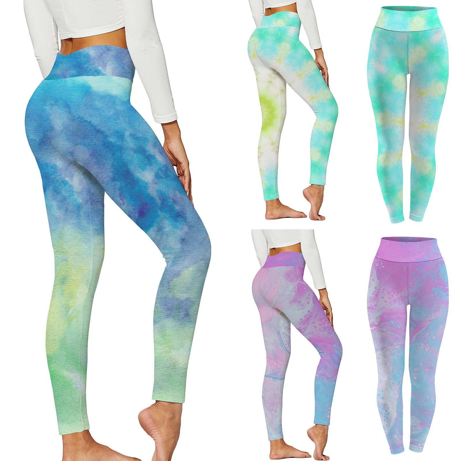 

Женщины Девушки Леггинсы Тощий Градиент Цвет Принт Высокая талия Эластичные колготки Брюки Йога Брюки