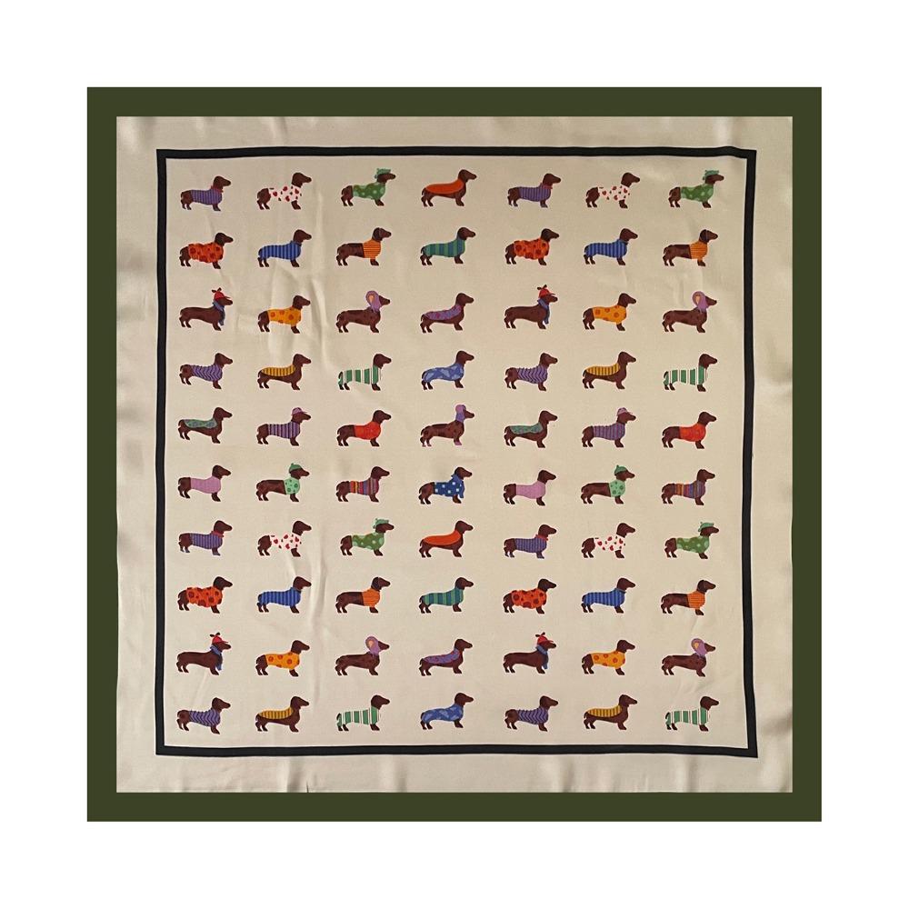 Y2K Small Square Scarf Printed Animal Printed Silk Scarf Elegant Hair Scarf Vacation зелёный