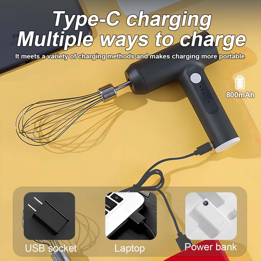Electric Egg Beater 3 Speed Handheld Mixer Rechargeable 800Mah Wireless Portable Egg Whisk For Kitchen Baking