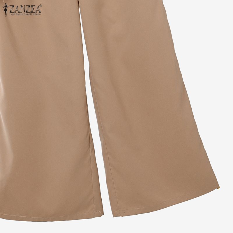 ZANZEA Kadın Kısa Kollu Bluz ve Pantolon Günlük İki Parça Takım Setleri