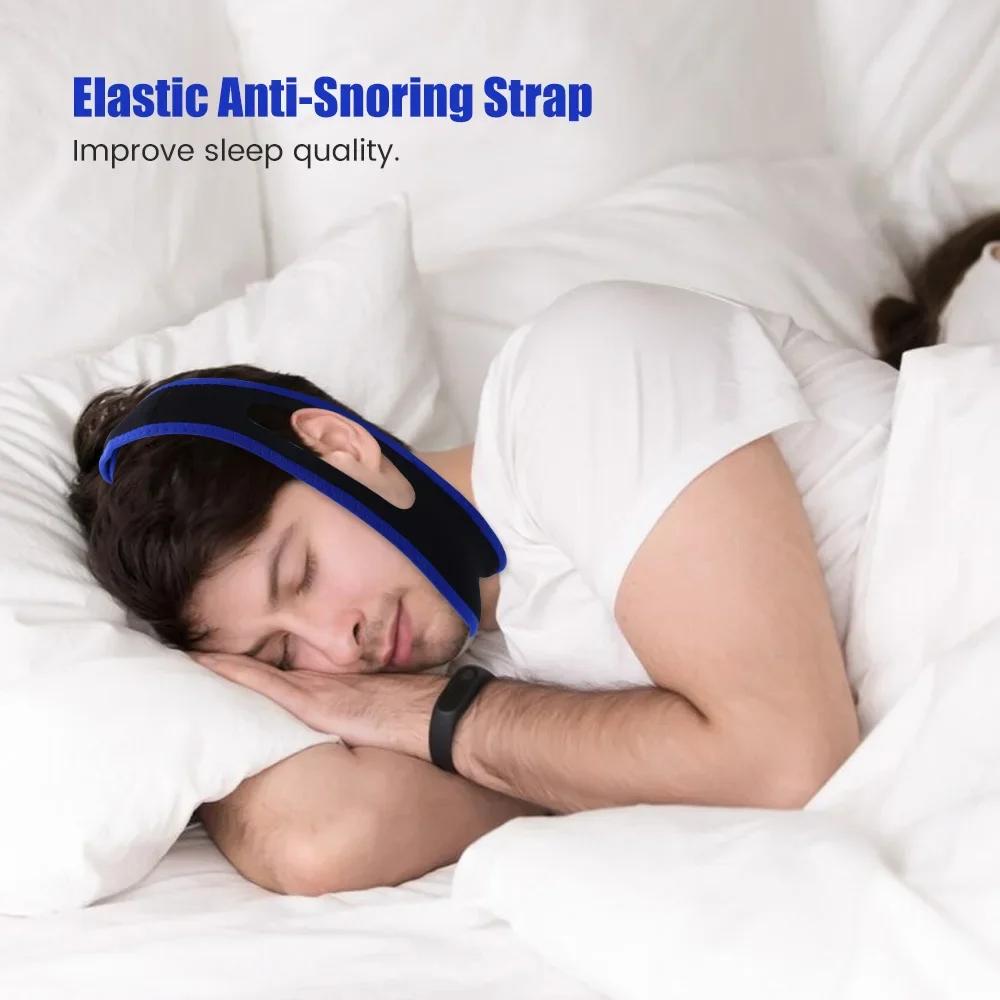 Cinto Antirronco Parar de Roncar Tira para o Queixo Mulher Homem Ferramentas de Suporte para Dormir à Noite Proteção contra Ronco Bandagem para o Queixo Cuidados com a Saúde