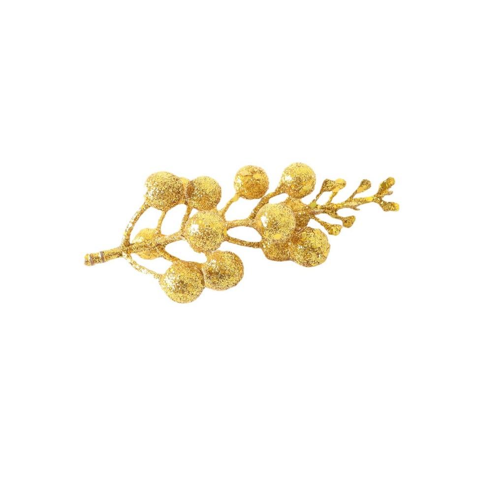 Exquisite Shiny 15 Gold And Red Decorative Berry Sprays For Celebrations Holiday