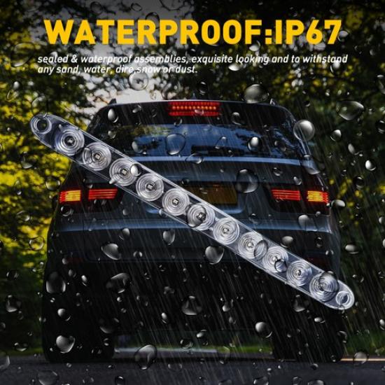 2PCS 15" Red LED Truck Trailer Strip Brake 3Rd Lights Rear Turn Tail Light Bar A