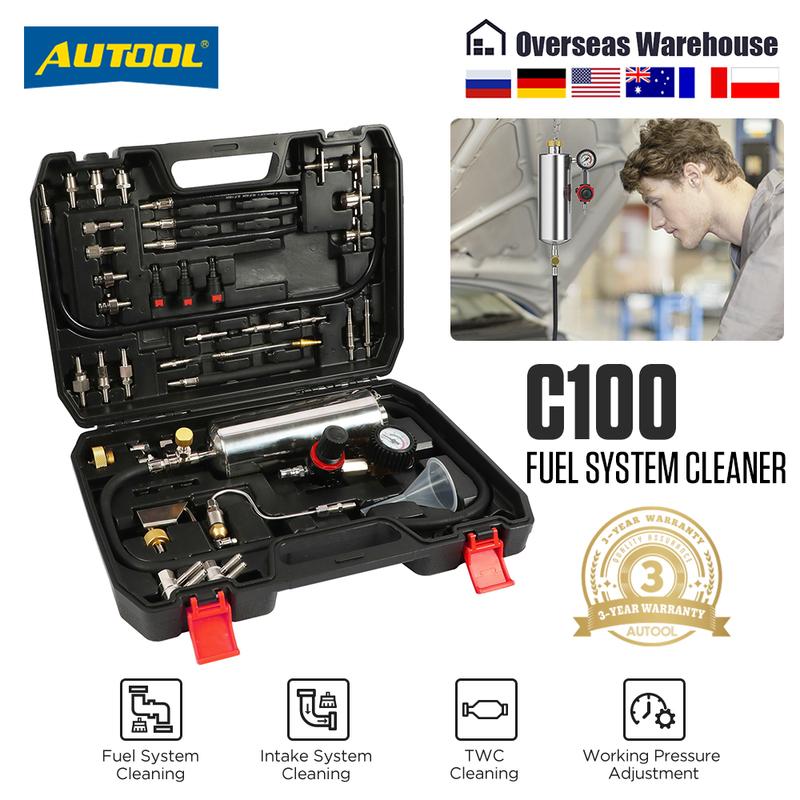 AUTOOL C100 Набор для очистки топливных форсунок, Без разборки, 1000 мл, 150 PSI, Инструменты для очистки систем впрыска топлива, Бензиновые форсунки