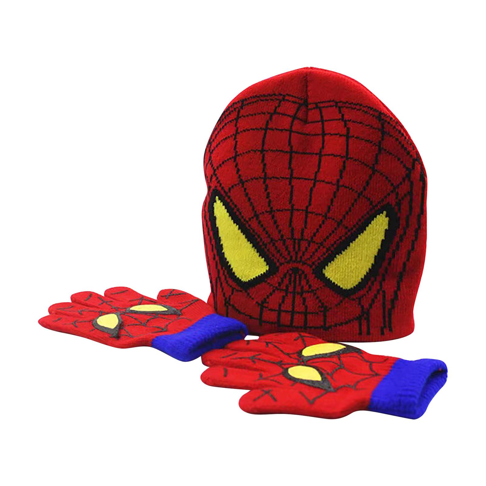 

Детские перчатки Spider Man, осенне-зимний тренд, сокровище, вязаная пряжа, детская бархатная шапка, перчатки, комплект из двух предметов One Size красный