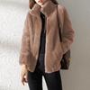 Women's Double-Sided Coral Fleece Jacket - Thick, Fleece-Lined Cardigan for Autumn/Winter