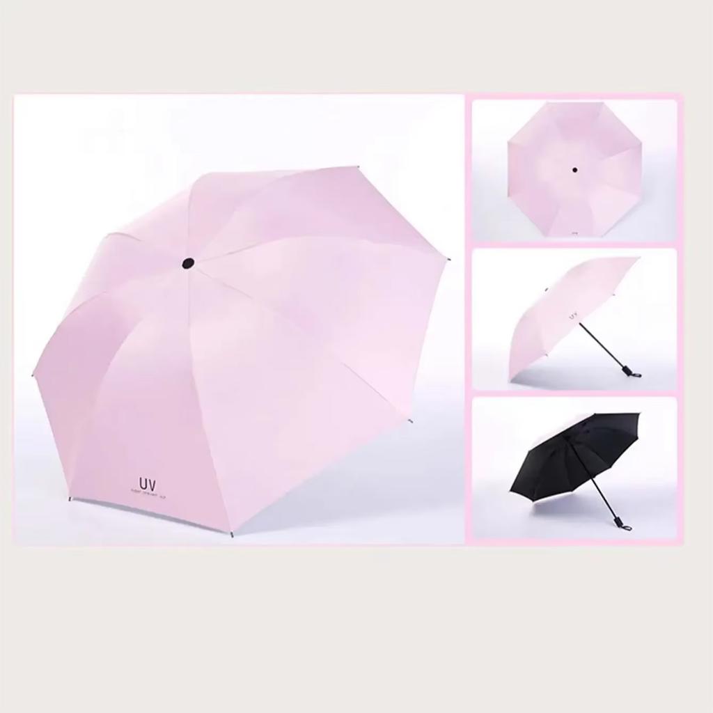 1pc-Solid Color Sunscreen Umbrella, UV Protection Folding Umbrella. Dual-use Umbrella For Both Sunny And Rainy Days