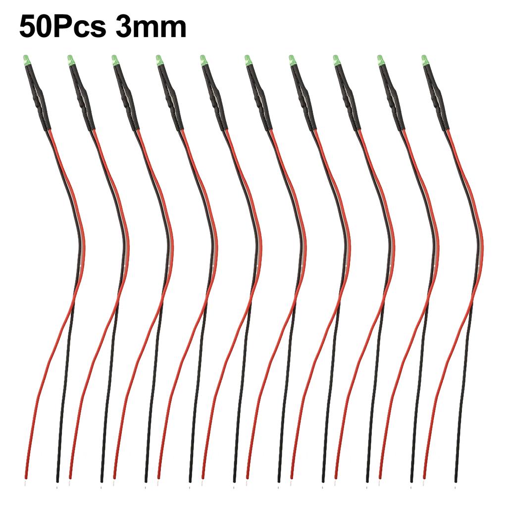 3mm LED Emitting Diodes 12V LED Lights 7.87 Inches Wire Length DC LED Bulbs Indicator LED Light Beads DIY Projects