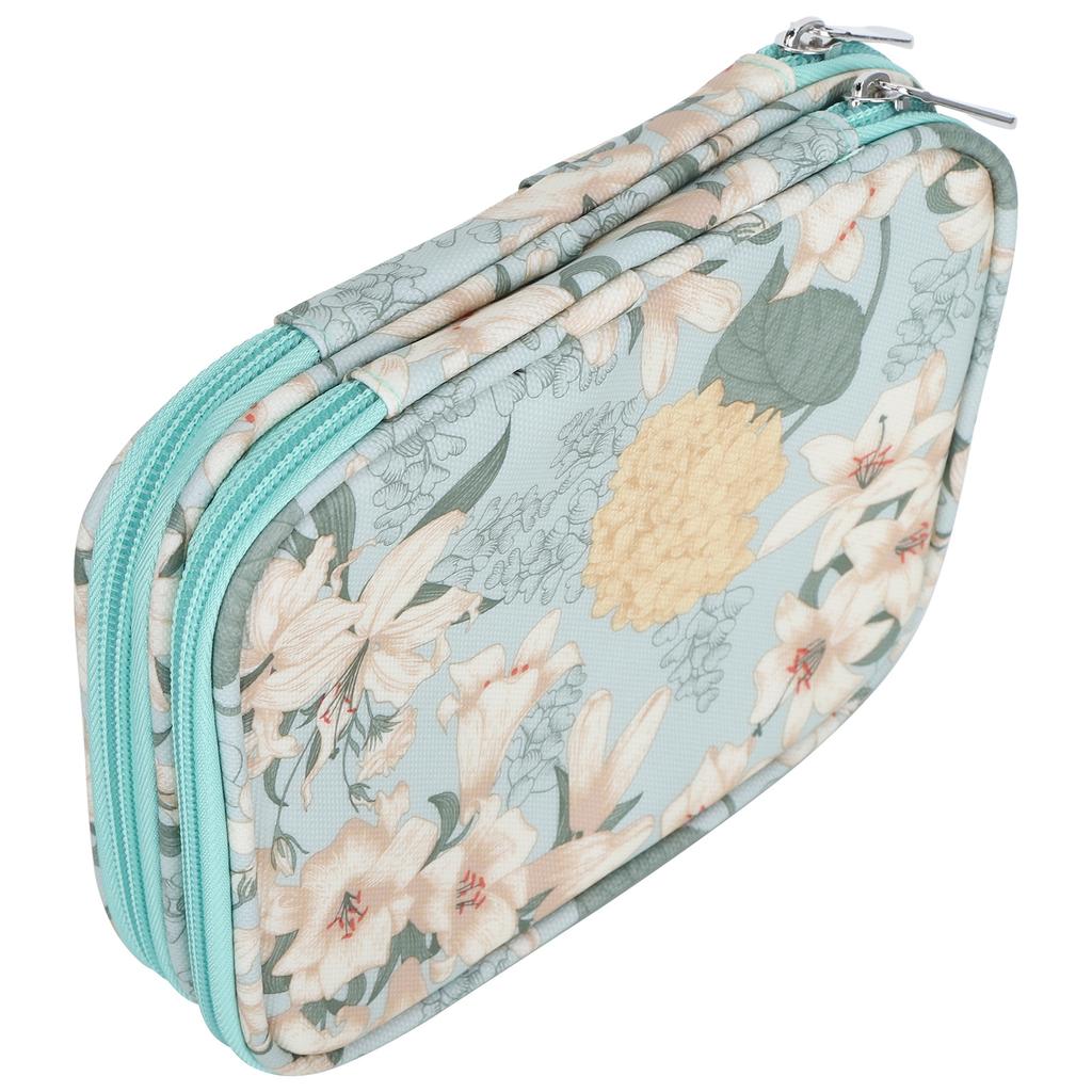 Crochet Bag Sewing DoubleSided Zipper HandMade Oxford Cloth Knitting Organizing Packet(Green Empty