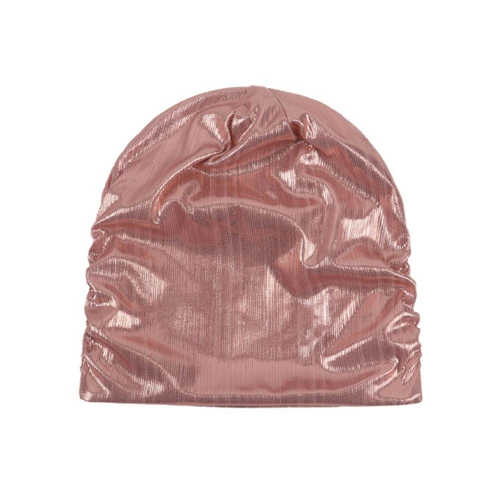 Solid Color Metal Color Hat Elastic Sleeping Night Cap Simple Pullover Cap  Streetwear
