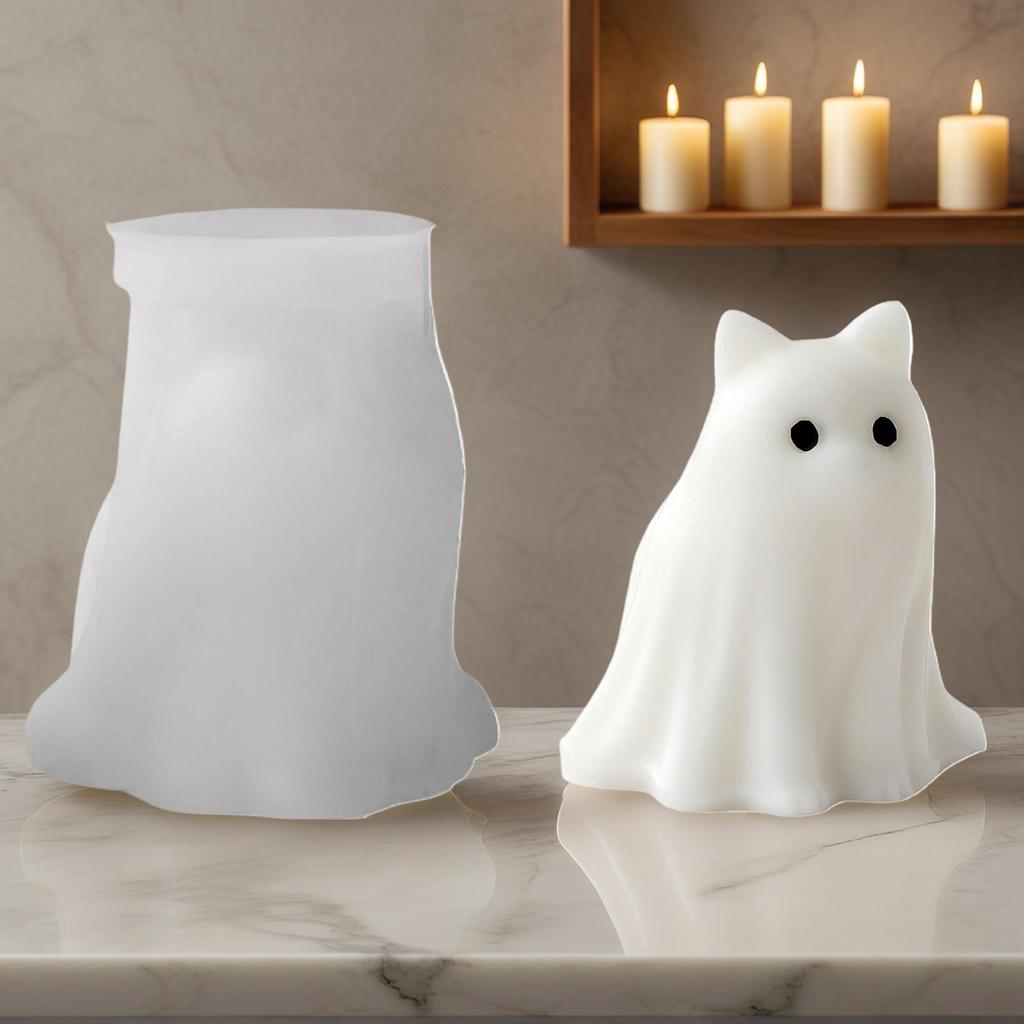 Halloween Animal Ghost Candle Mold, Cat Dog Resin Casting Ghost Silicone Mold For Halloween Aromatherapy Candle Soap Making