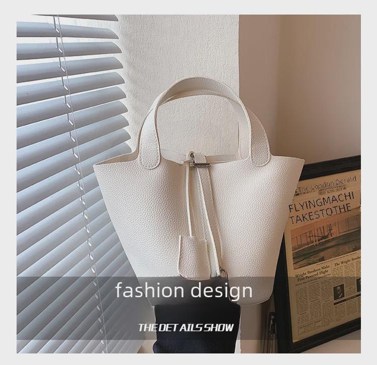 Fashion 2023 Women's Retro Basket & Bucket Bag: Niche, High-End, Simple Design Handbag
