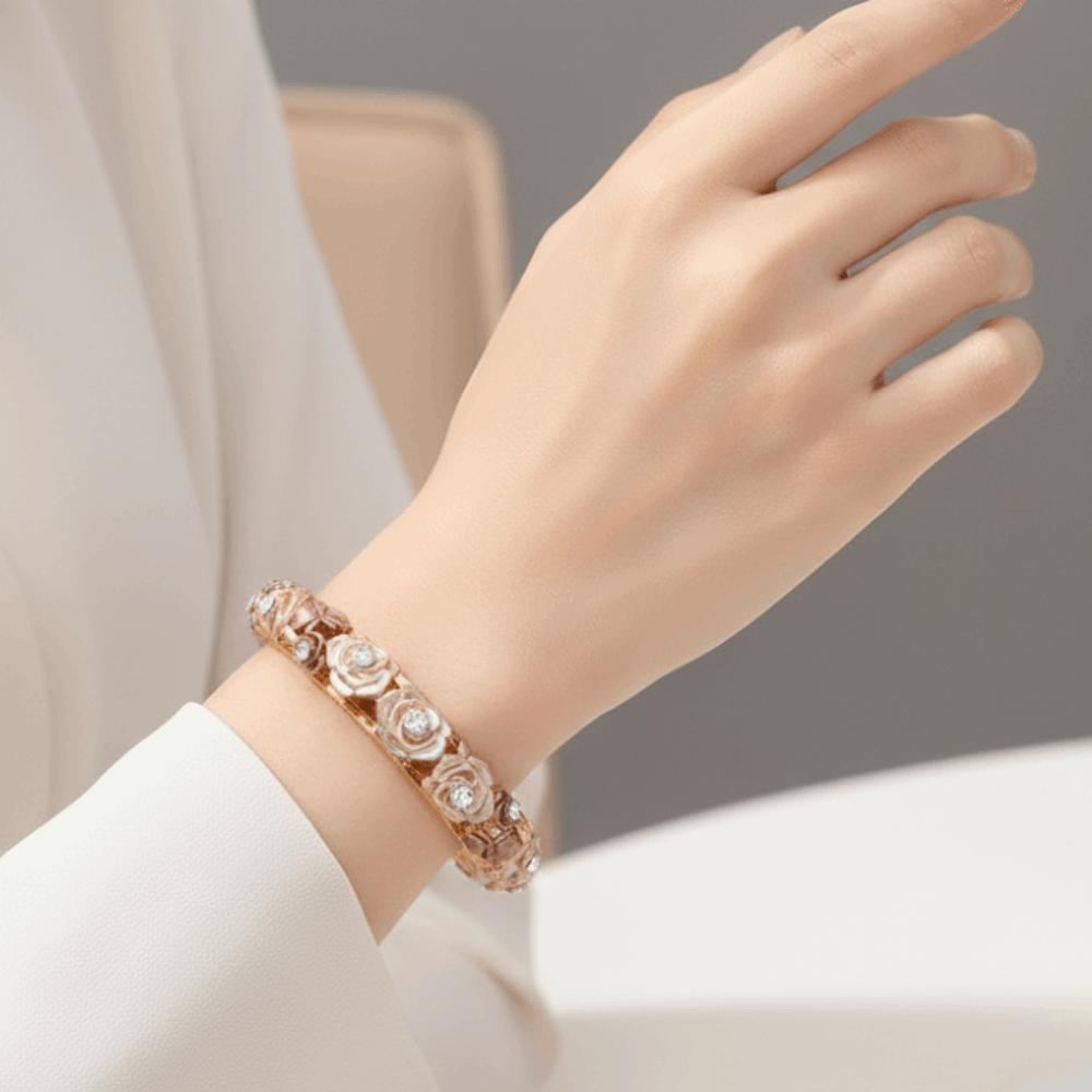 Traditional Hollow Out Flower Bracelet Vintage Women's Wrist Jewelry Versatile