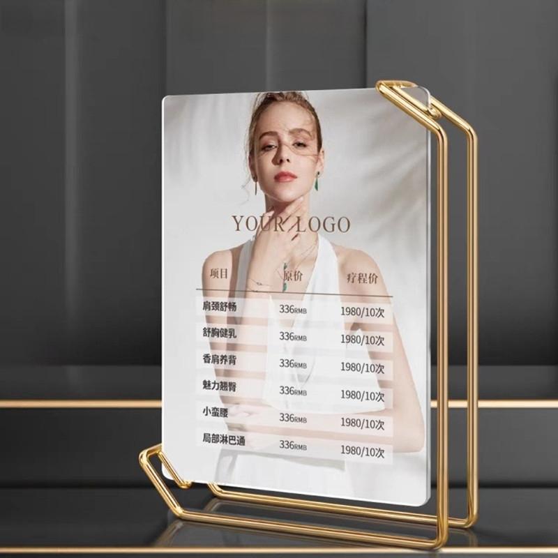 6 Inch 105x150mm Acrylic Sign Holder Menu Paper Price Listing Poster Frame Baby Wedding Gift Metal Photo Picture Display Stand