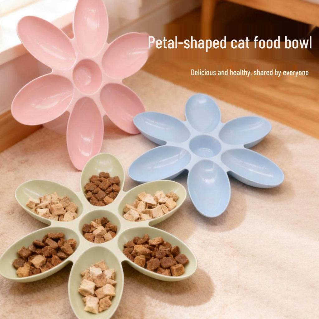 Six-Grid Petal Anti-Gobble Cat & Puppy Feeder Bowl - Non-Tip Design