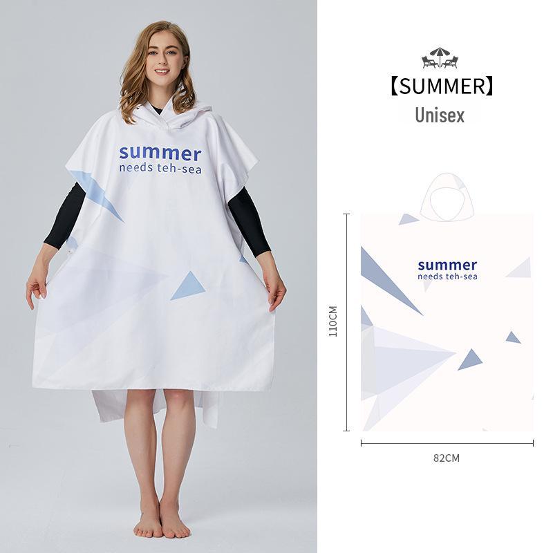 Ultrafeine Faser Schnelltrocknender Kapuzen-Bademantel für Erwachsene - Strand- & Bademantel mit beidseitigem Plüschdesign