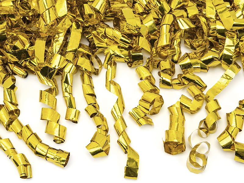 Partydeco Tuba Z Konfetti Serpentyny Złote 40Cm