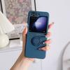 Luxury Solid Color Liquid Silicone 360°Rotating Ring Holder Folding Phone Case For Samsung Galaxy Z Flip 6 5 4 3 Soft Back Cover
