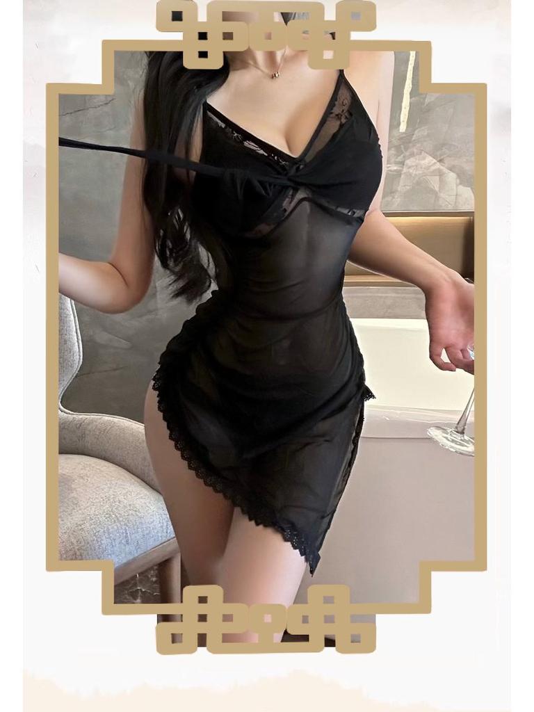 Dámské sexy spodní prádlo Manyu: Podvazková noční košile Pure Desire s designem stuhy - styl 9390