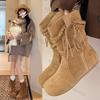 Fashion Women's Short Boots 2025 Autumn New Vintage Suede Casual Ankle Botas Women Solid Tassel Flat Bottom Females Shoes Botas Mujer