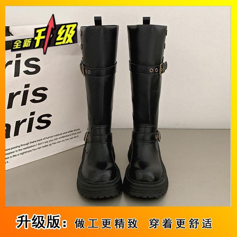 

Versatile college style retro fashion Martin boots autumn and winter high boots belt buckle adjustment fashion boots women 35