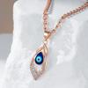 Fashion  Rose Gold Color Blue Enamel Pendant Necklace For Women Girl Wedding Party Natural Zircon Retro Jewelry
