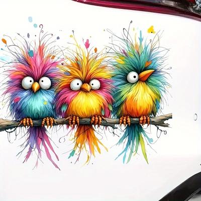 1pc Cartoon Birds Vinyl Stickers Colorful Fantasy Animal Back Stickers Laptops Mobile Phone Motorcycles Windows Walls Decoration