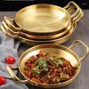 Handle Frying Pan Stainless Steel Paella Pan with Gold Handle Cooking Pot Seafood Rice Pans Non Stick  Skillet Kitchen Cookware