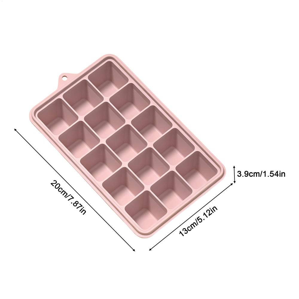 Square Silicone Ice Cubes Tray Mold 15-Grid With Lid Easy Release Food Grade Freezer Ice Molds Frozens Whiskey Ice Cubes Tray