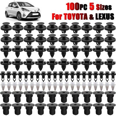 100X Auto Trim Pinze Push Pin Rivetti 5 Formati Paraurti Cofano Porta Pannello Parafango Mud Flap Fodera di Fissaggio Per Toyota Corolla RAV4 Camry