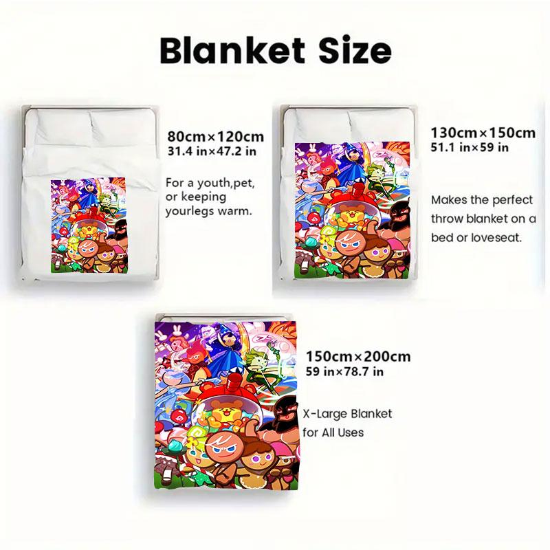1Pc CookieKingdom Print Flannel Blanket, High quality Comfortable for All Seasons, Home Decor, Warmth and Comfort, Perfect for Christmas Gifts