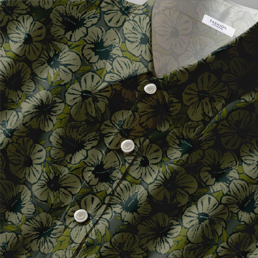 Spring Printed Casual Flower Shirt Men'S Lapel Short Sleeve Hawaiian Trend Shirt Men'S