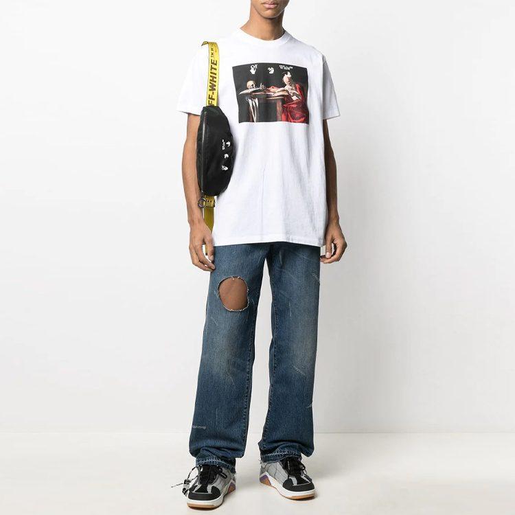 OFF WHITE Slim Fit Caravaggio Saint Jerome Writing T Shirt OMAA027R21JER0040125