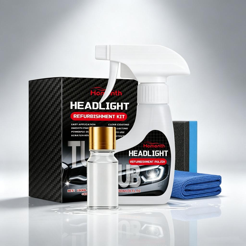 Car Headlight Restoration Fluid Remove Oxidation Improve Light Blur Restore Clarity Headlamp Brightening Refurbishing Polish Set