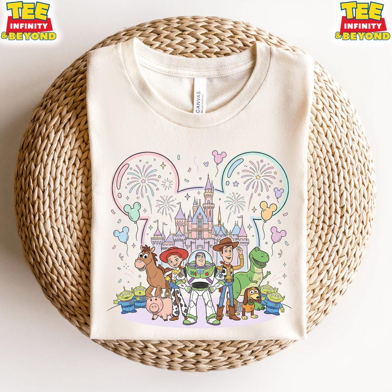 Toy Story Castle T-Shirt, Disney Pixar Toy Story Tee, Disney Vacation Matching Tee, Disney Magic Castle With Fireworks Mickey Balloons Shirt 150
