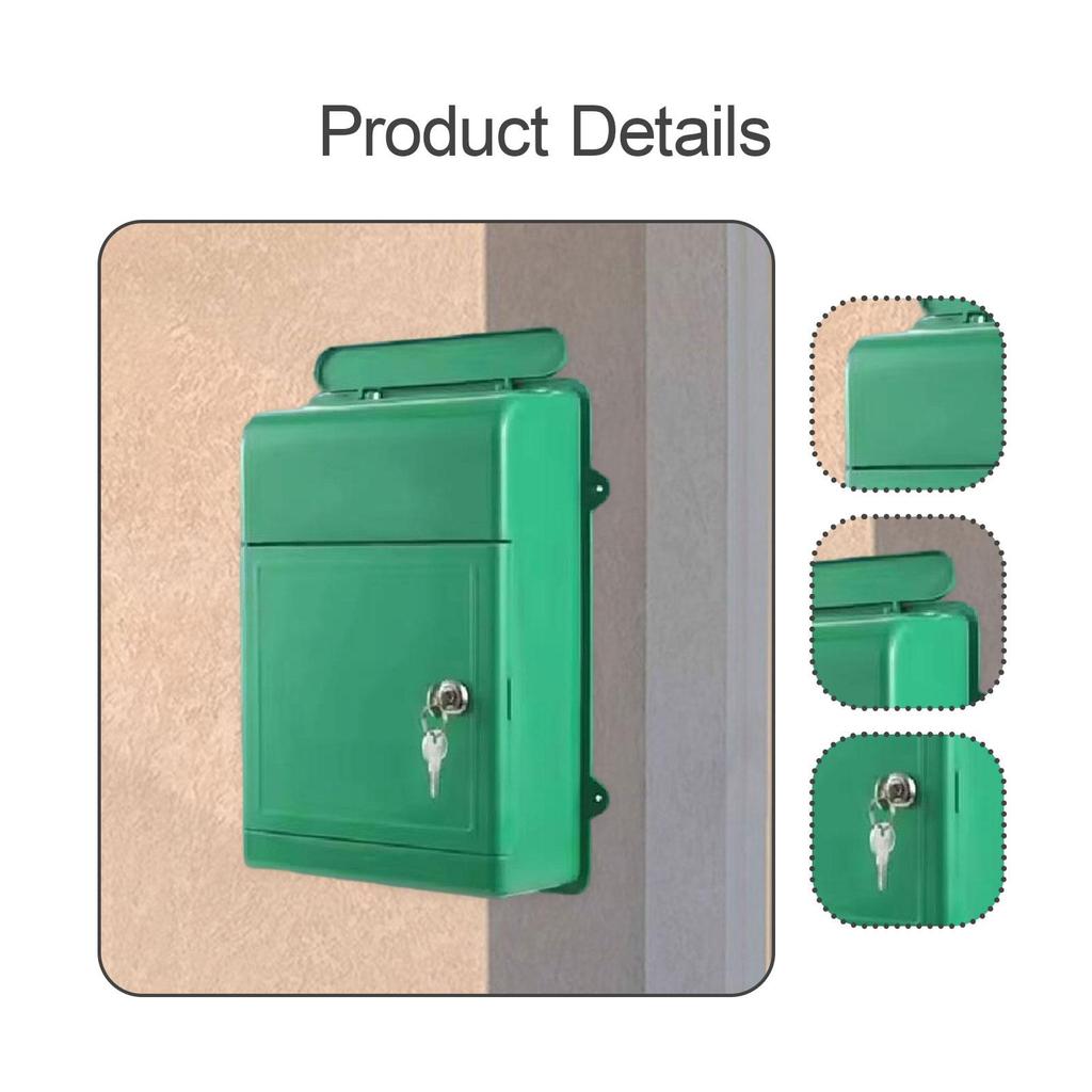 Wall Mount Mailbox Waterproof for Outside Wide Opening Safe Key with Lock Suggestion Box for Cards Letters School Outdoor Street